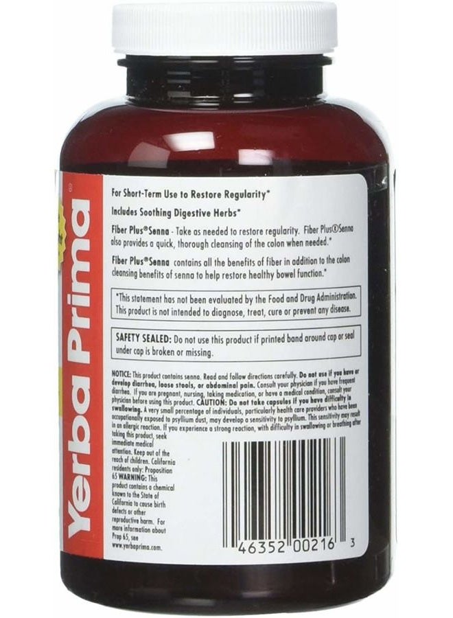 Yerba Prima Fiber Plus Senna Capsules, 180-Count - Image 2